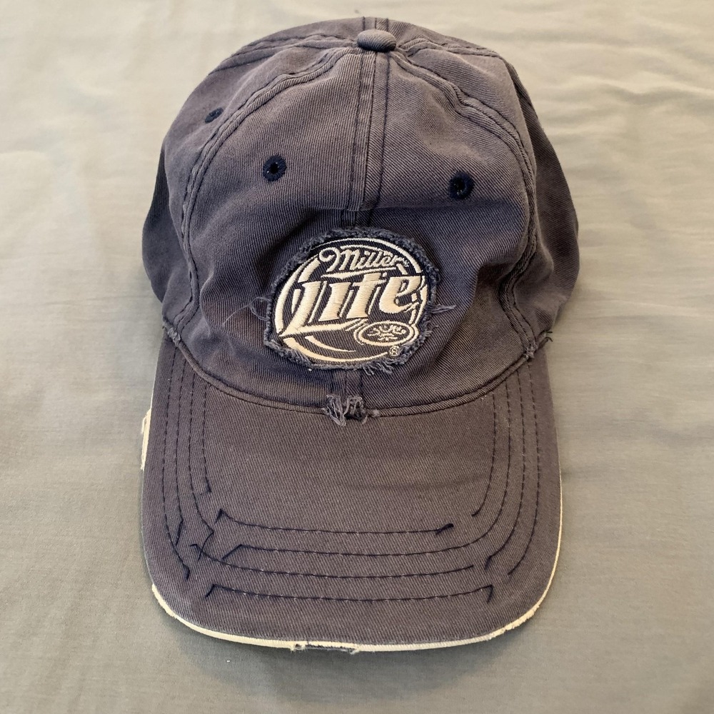 Miller Lite H3 Sportgear Hat Cap Mens One Size Blue Beer Logo Cotton Twill